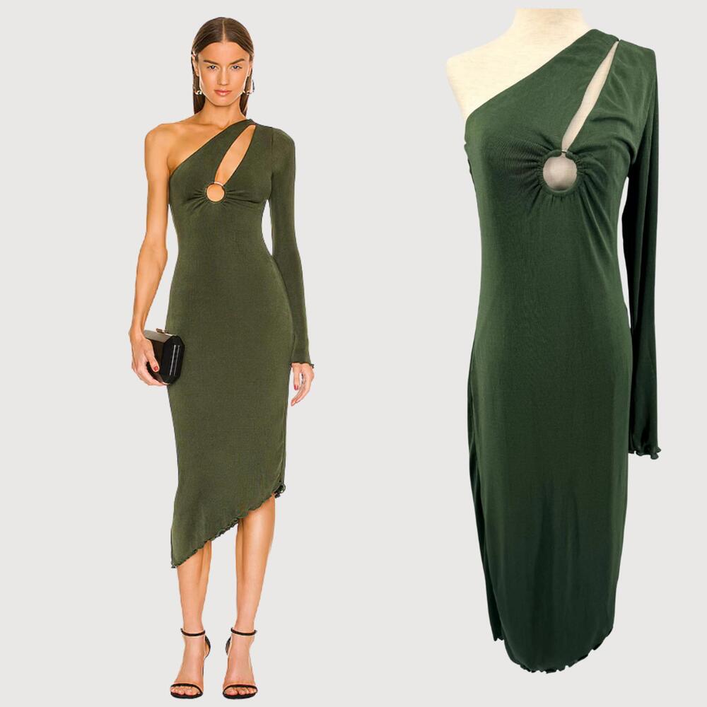 Lovers + Friends Sienne One Shoulder Dress Olive L